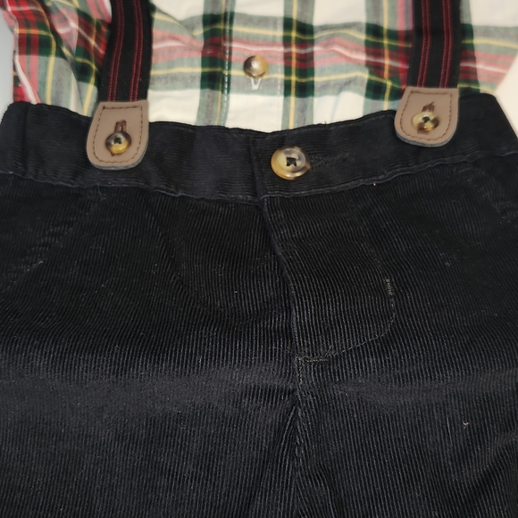 Carter's Plaid Shirt with Black Bowtie, Suspenders And Corduroy Pants - Picture 4 of 8